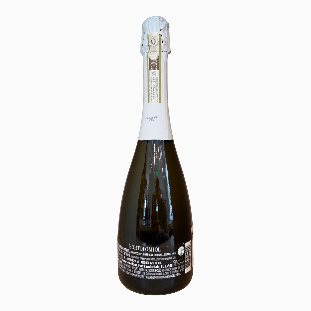 Bartolomiol 'PRIOR' Valdobbiadene Prosecco Superiore D.O.C.G. Brut 2024 back label