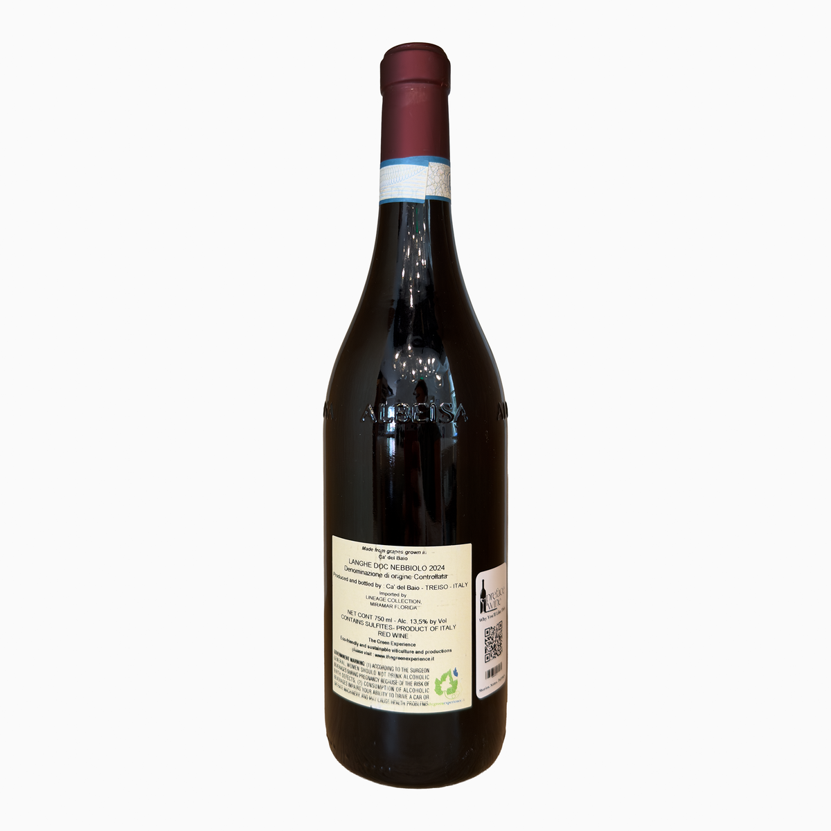 Ca Del Baio Nebbiolo 2024 back label